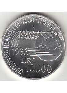1998 - Lire 10000 Argento Mondiali Calcio Francia Fior Di Conio Italia
